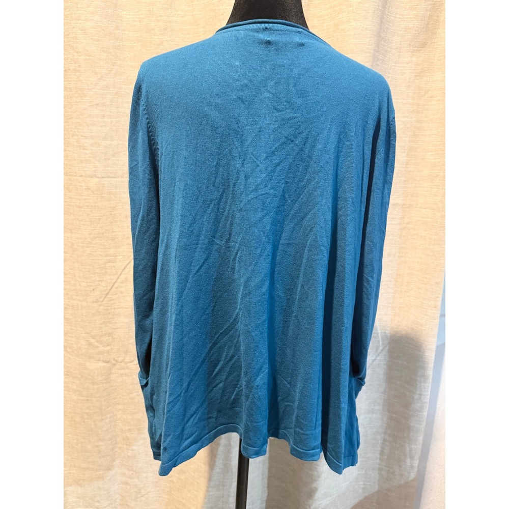 Jaclyn Smith Collection Teal Blue Knit Sweater Crew Neck Pocket Pullover XL